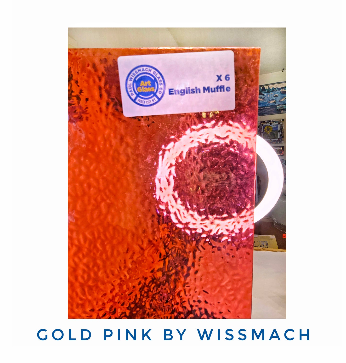 Pink English Muffle Stained Glass Sheets. Soft Texture, diy easy to cut. Wissmach Cathedral.