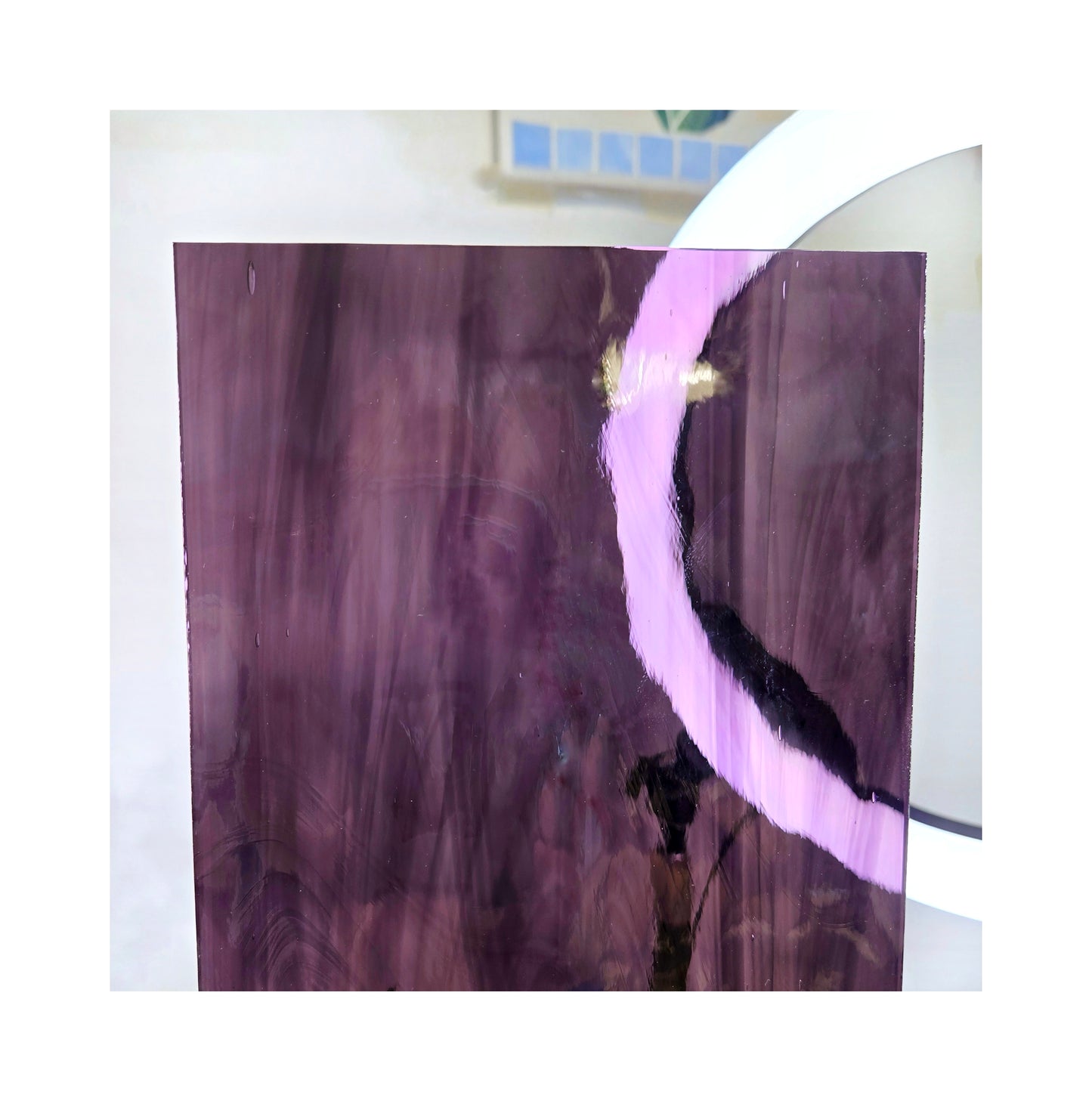 Violet & Purple Wispy Stained Glass Sheets. Oceanside Waterglass. Diy Easy to Cut, Suncatchers & Mosaic Art. 2, 3 or 4 sheets. Cathedral Transparent, 5"× 8"+-.