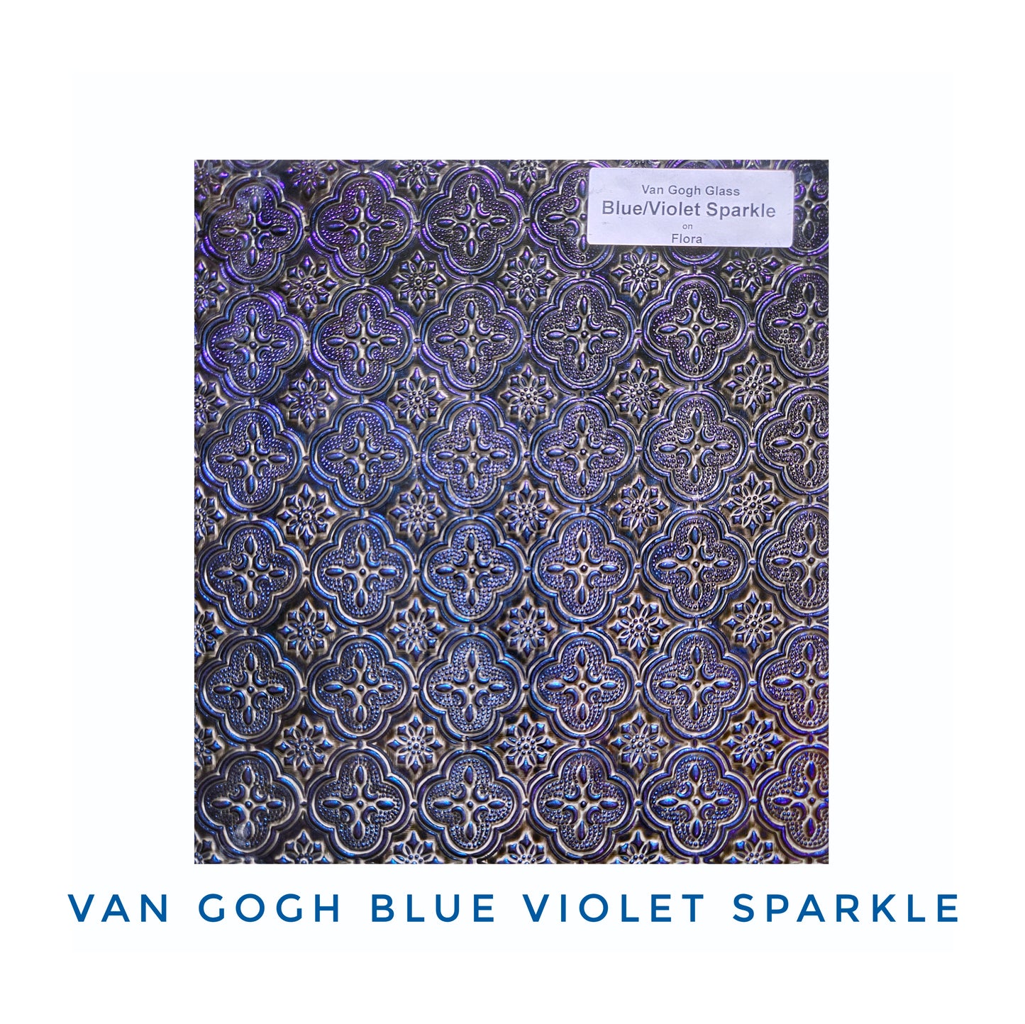 Van Gogh, Blue Violet Sparkle. Metallic Mirror-like depth. Sparkly Paint is sealed on the back with dark Gray.
