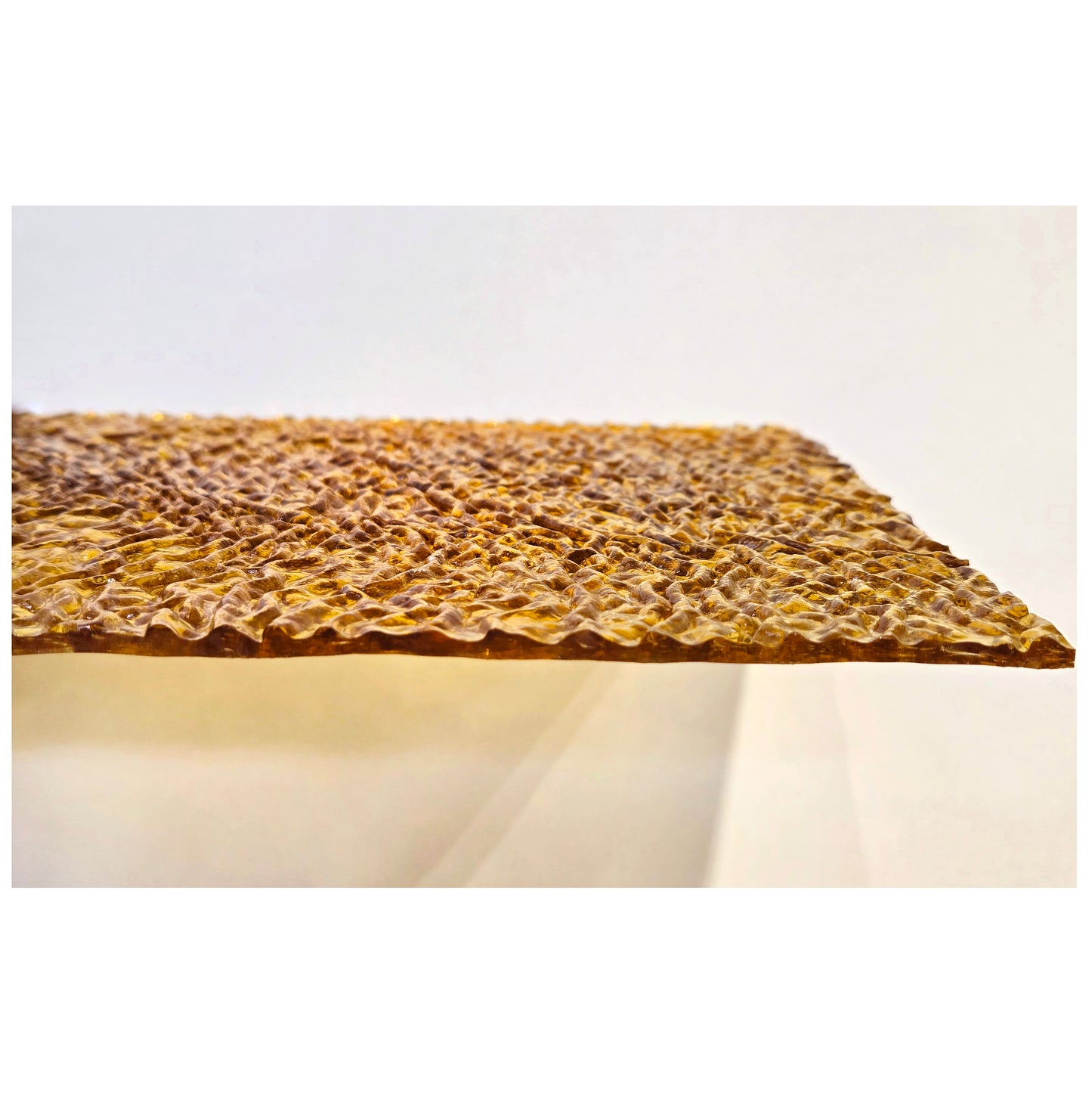 Light Amber Cathedral Stained Glass. Tight Ripple Textured by Kokomo. 8"× 8" Sheets. Vintage 1989
