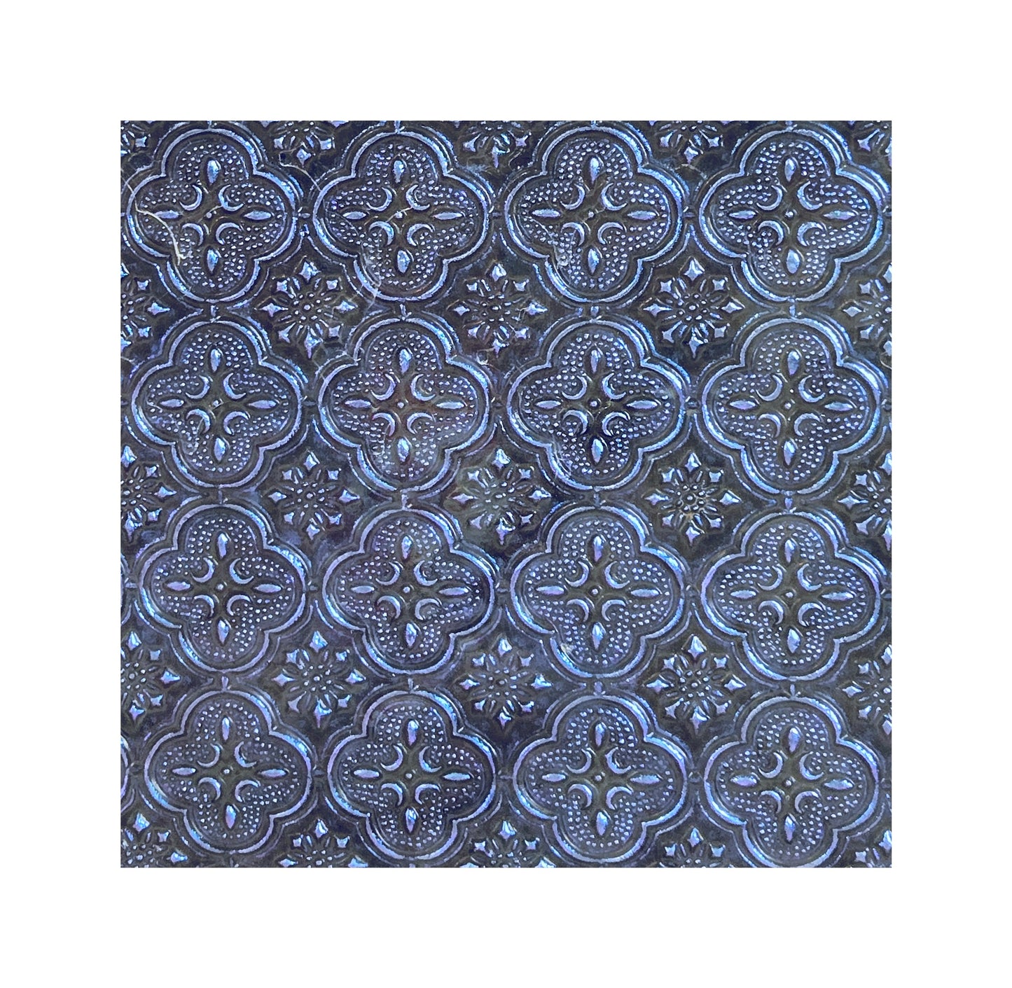 Van Gogh, Blue Violet Sparkle. Metallic Mirror-like depth. Sparkly Paint is sealed on the back with dark Gray.