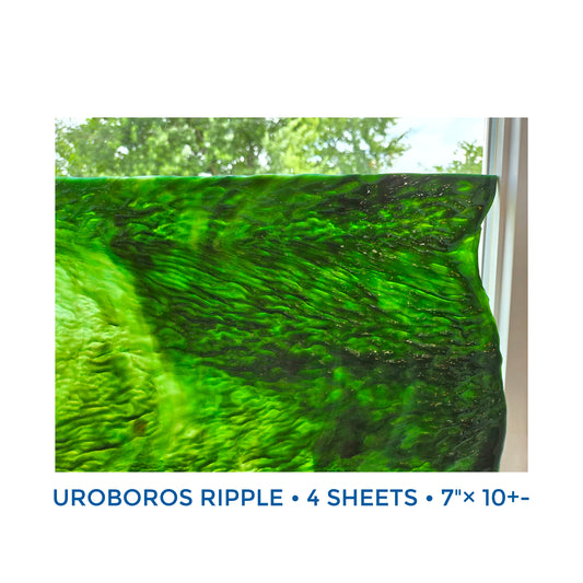 Green White Urborous Ripple. Vintage Stained Glass Sheets
