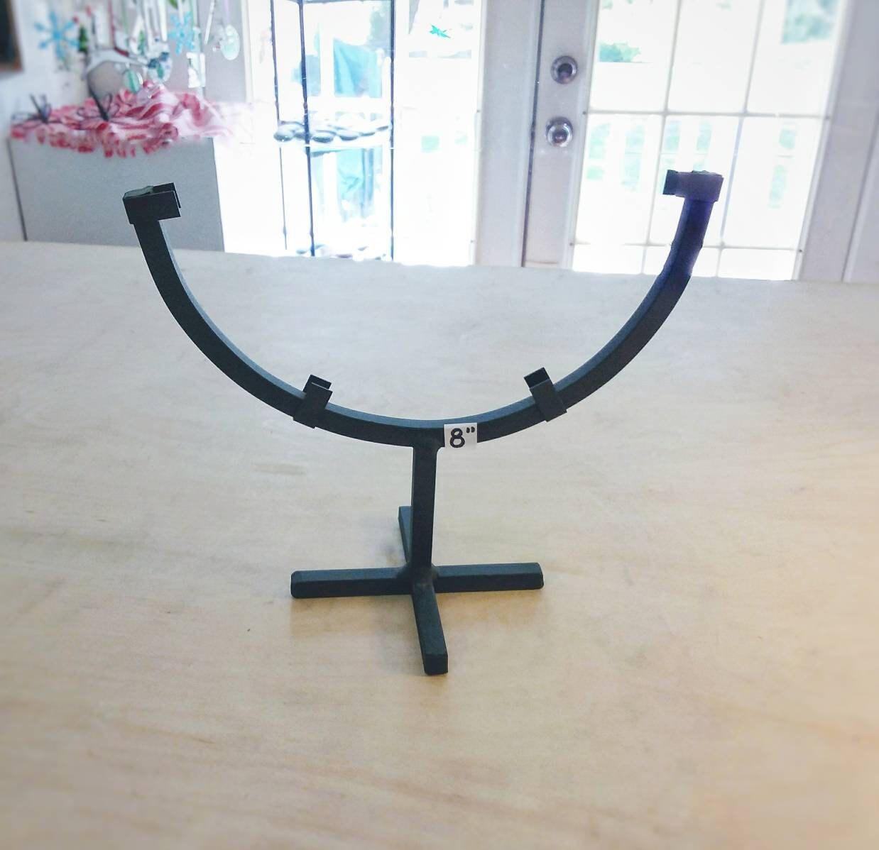 Round Stand for Stained Glass Display Black Metal 8" Frame for Fused Glass Art Discs
