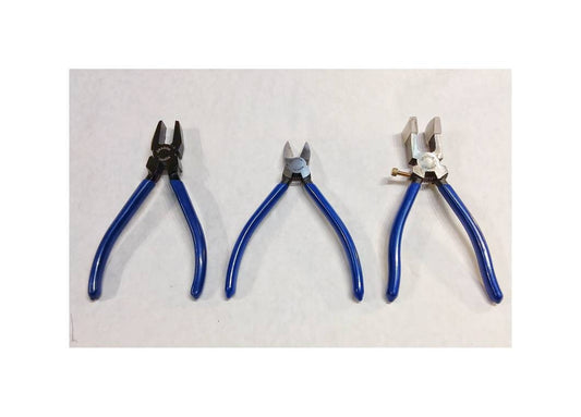 Tool Set for Stained Glass, Breakers,Lead Cutters, Running Pliers. Mosaic Crafts, Jewelry Making. Beginner or Advanced 3 piece set.
