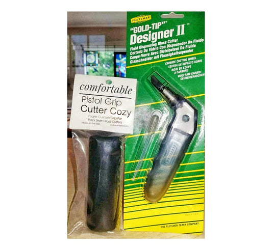 Glass Cutter & Cushion Grip. Stained Glass Tool by Fletcher. Carbide Wheel. Ergonomic, Comfortable. Beginner or Advanced, nice gift.