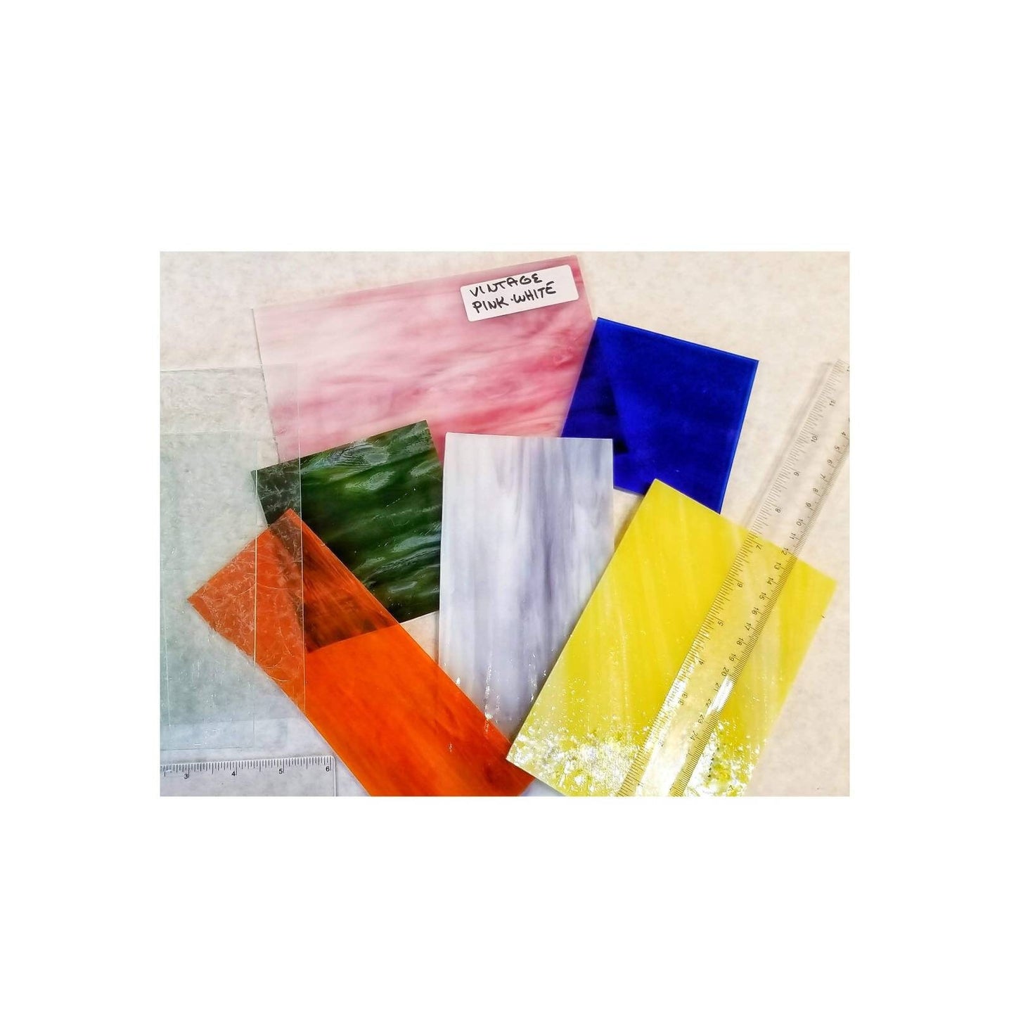 Stained Glass Sheets. Spring Floral, Nature Inspired Colors for Mosaic or  Suncatchers, with 2 pieces of Clear Double Glue Chip Texture.