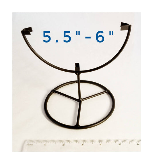 Black metal display stand for stained or fused art glass Holds round artwork 5.5" to 6" wide, half circle frame, Small plate Saucer Holder