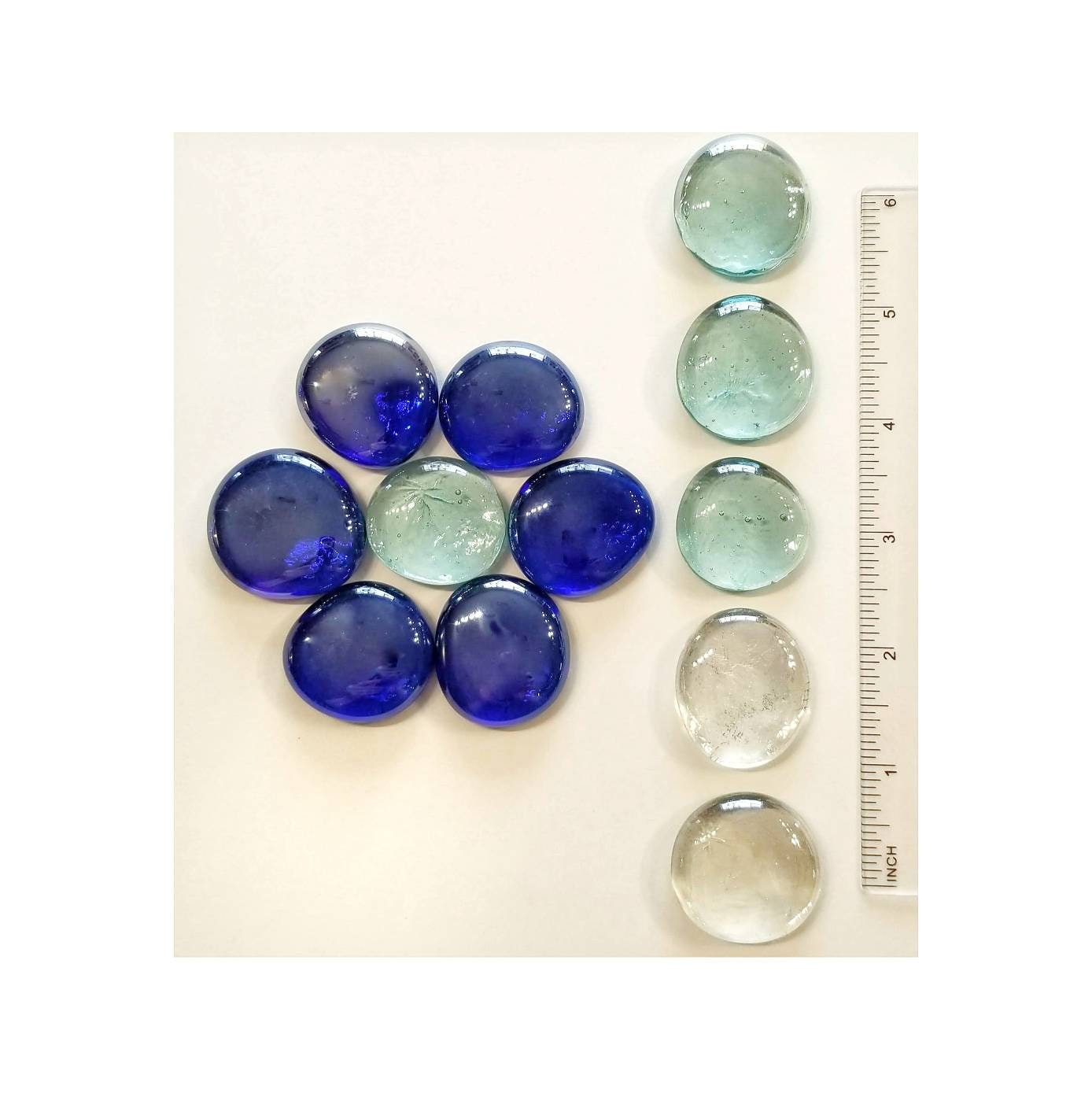 Glass Gems Large for Stained Glass/Jewelry Supply/Kids Craft Project/Loose nuggets as pictured. Blue/Light Blue/Clear