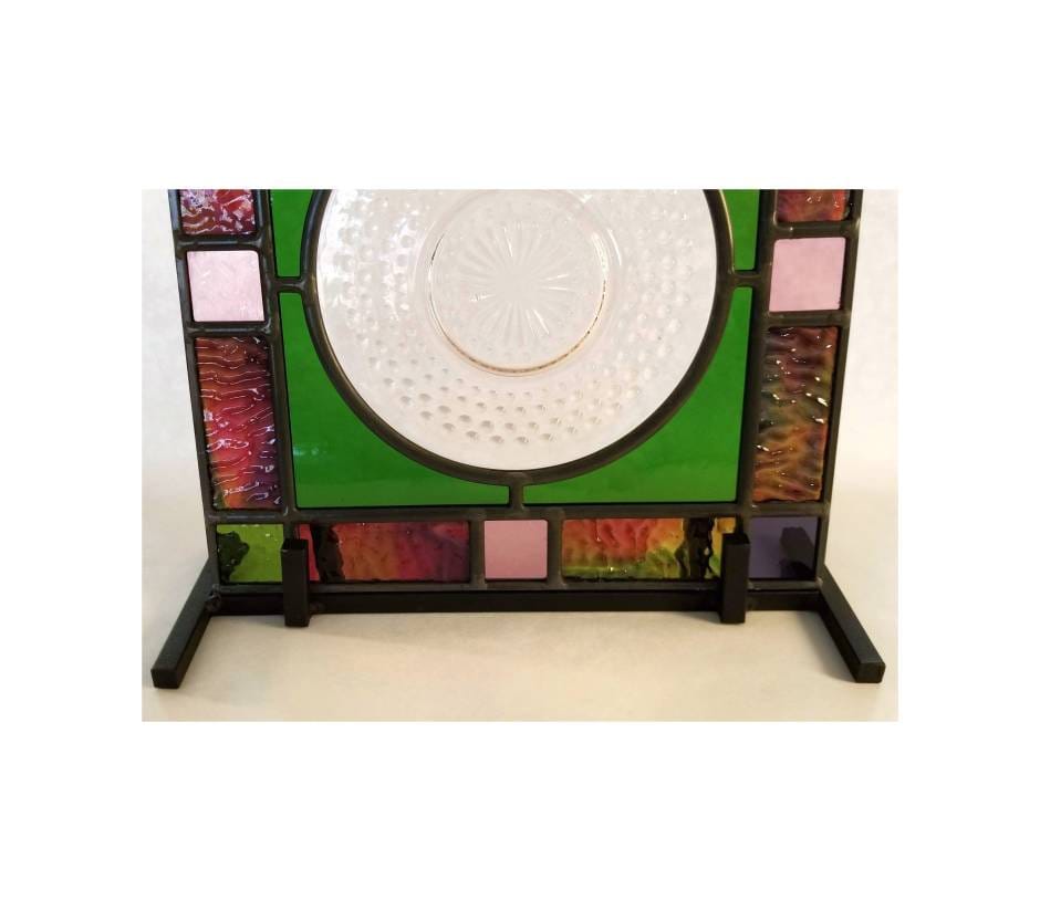Stained Glass Display Stand. Black Metal Wrought Iron Frame for Fused Glass/Mixed Media Art, shelf or tabletop 10.75" wide