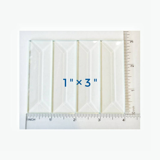 Glass Bevels, Stained Glass Supplies. Faceted, Sparkly Clear Prisms. 1''x 3''. Rectangle, for photo charms, box making. Set of 8 or 16