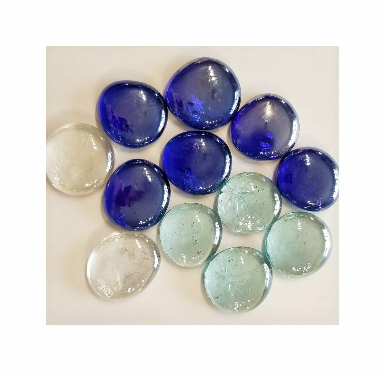 Glass Gems Large for Stained Glass/Jewelry Supply/Kids Craft Project/Loose nuggets as pictured. Blue/Light Blue/Clear