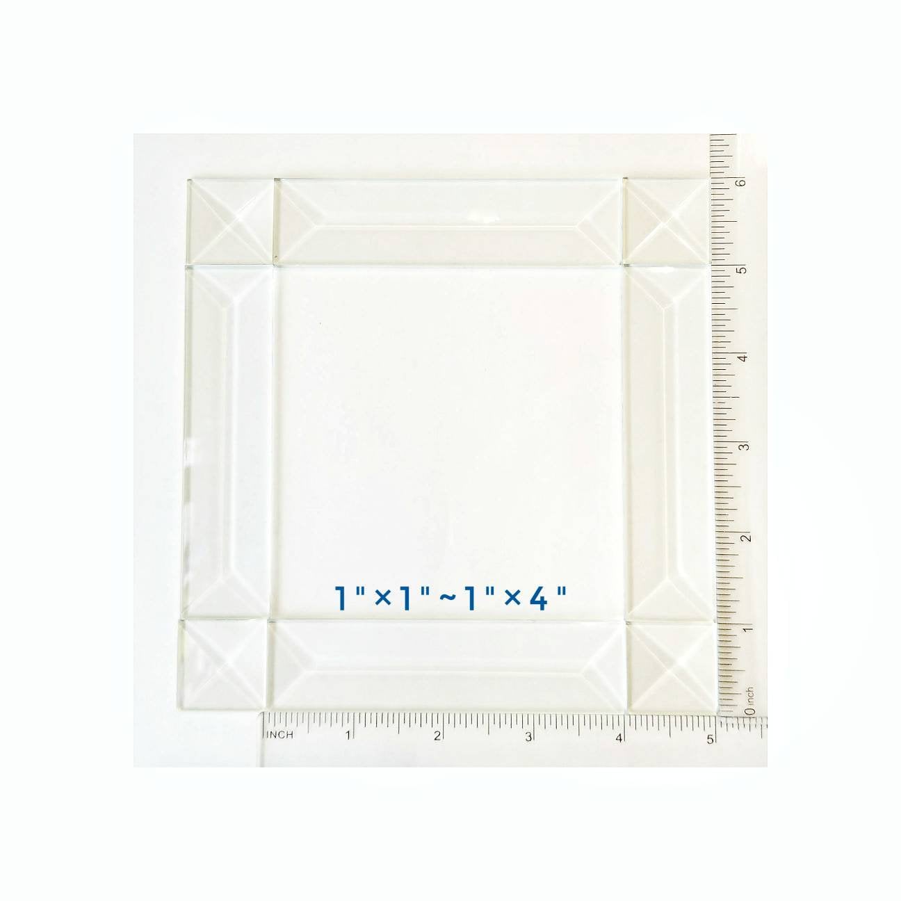 Bevels for stained glass, diy craft projects, beveled suncatchers. SET of 8 clear prisms. 4 each, 1"× 1" squares & 1"× 4" rectangles.