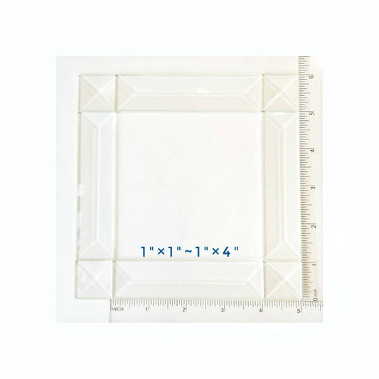 Bevels for stained glass, diy craft projects, beveled suncatchers. SET of 8 clear prisms. 4 each, 1"× 1" squares & 1"× 4" rectangles.