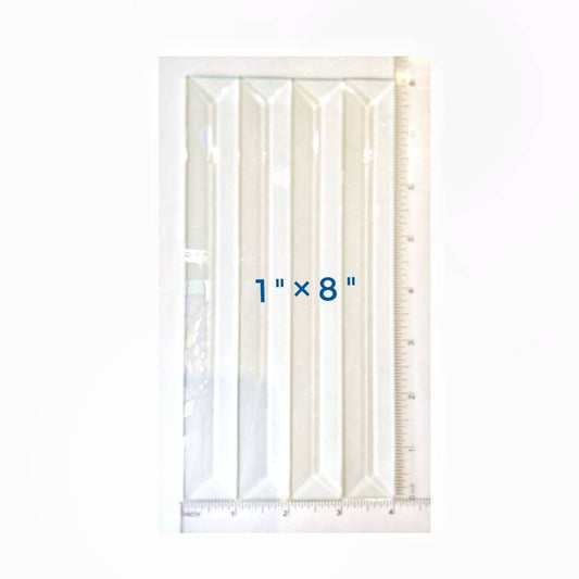 Glass Bevels, Rectangle. Stained Glass Strips, Border Pieces. 1''x8''. Sets of 8 or 16