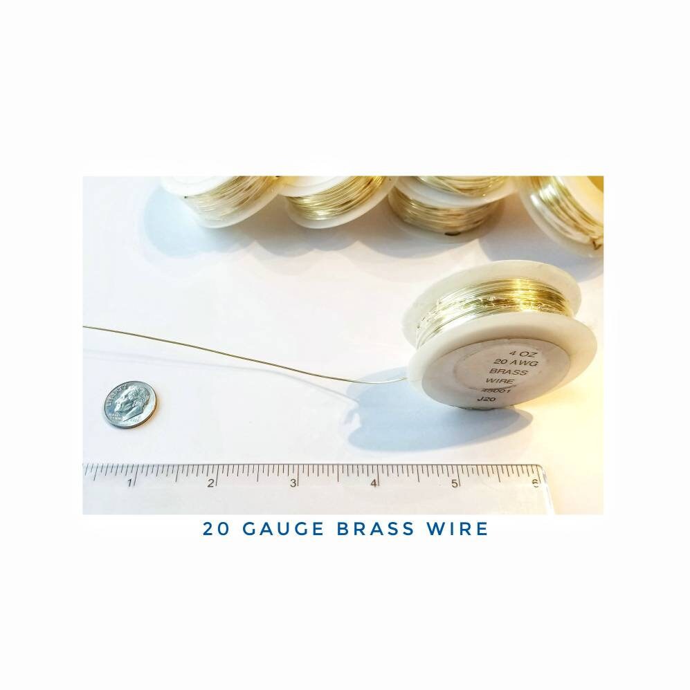Wire, 20 gauge Brass. Easy to solder, uncoated for Stained Glass Projects with embellishments. Yellow Brass color for wire wrapping jewelry.