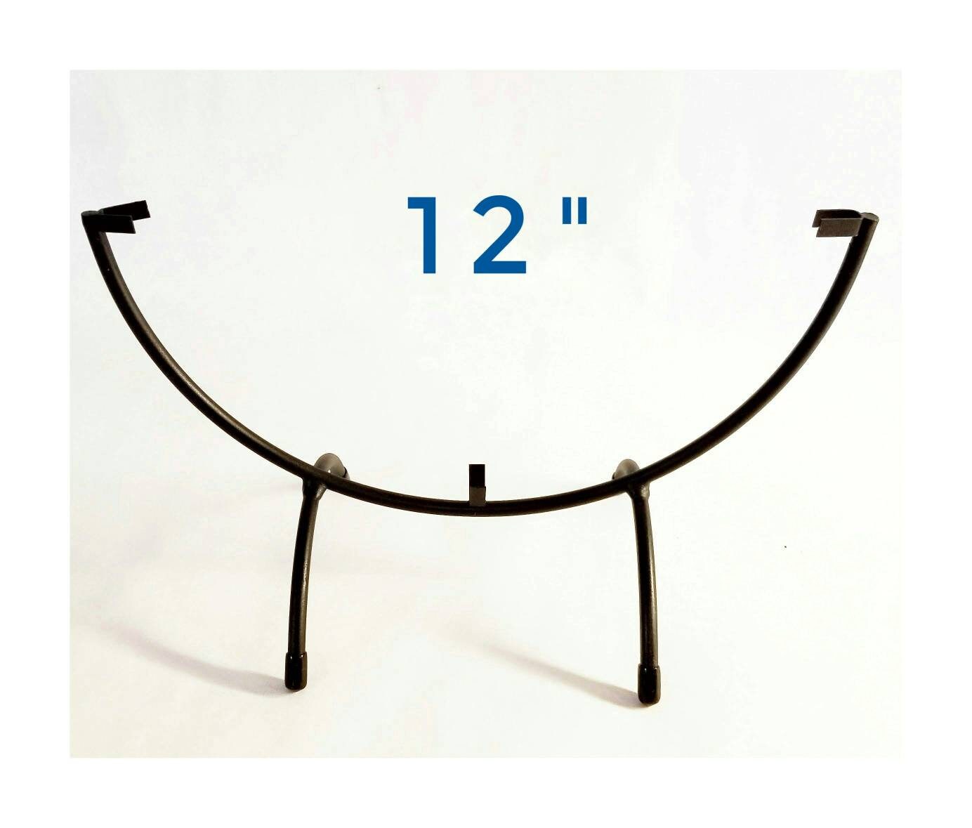 Round Stand for Stained Glass Display, Black Metal Finish, 12" Frame for Fused Glass Discs, Plate holder Modern Style for Art Display