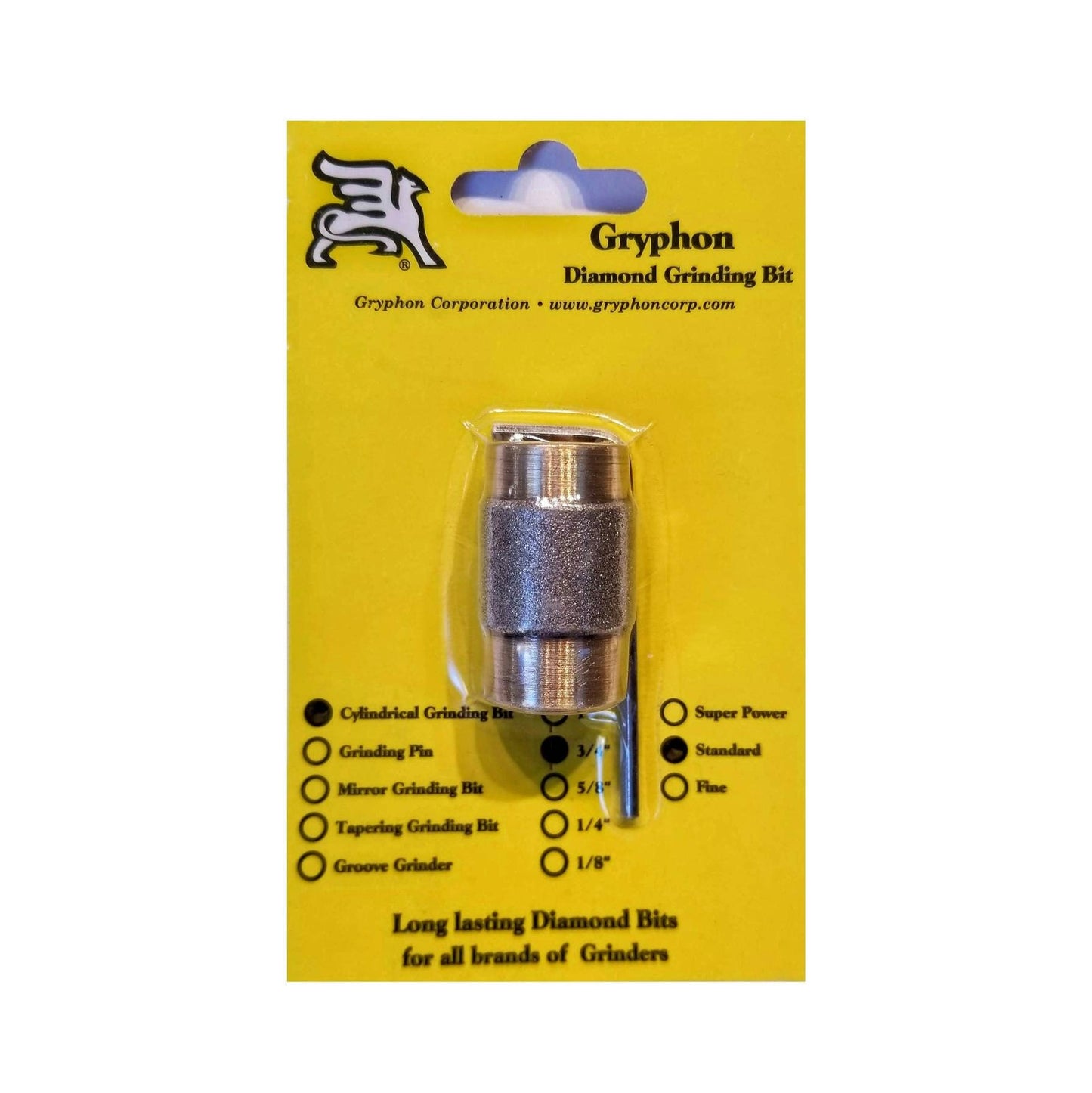 Gryphon grinding head replacement for Stained Glass Grinders, Fits Inland, Glastar & Gryphette, 3/4" Standard 100/120 grit. Diamond coated