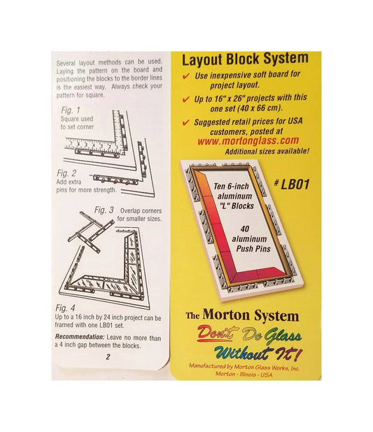 Morton System, layout block. Stained glass tool. Create straight, square up panels & box making aide. Premium metal push pins. Free shipping