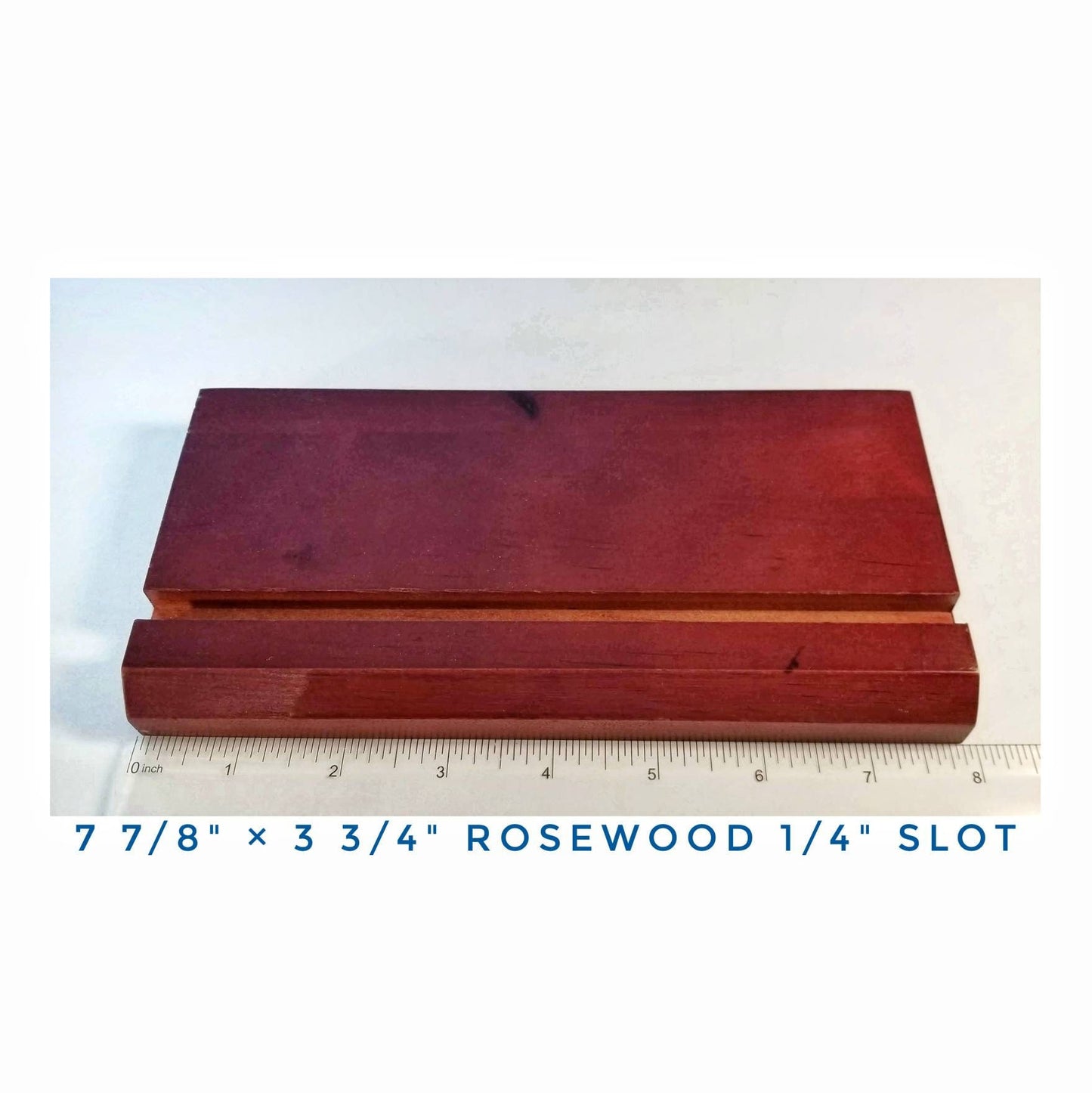 Rosewood display stand. Slotted for Fused glass artwork & stained glass. 8'' Name plate or sign holder. Paintable, cutable. Free shipping.