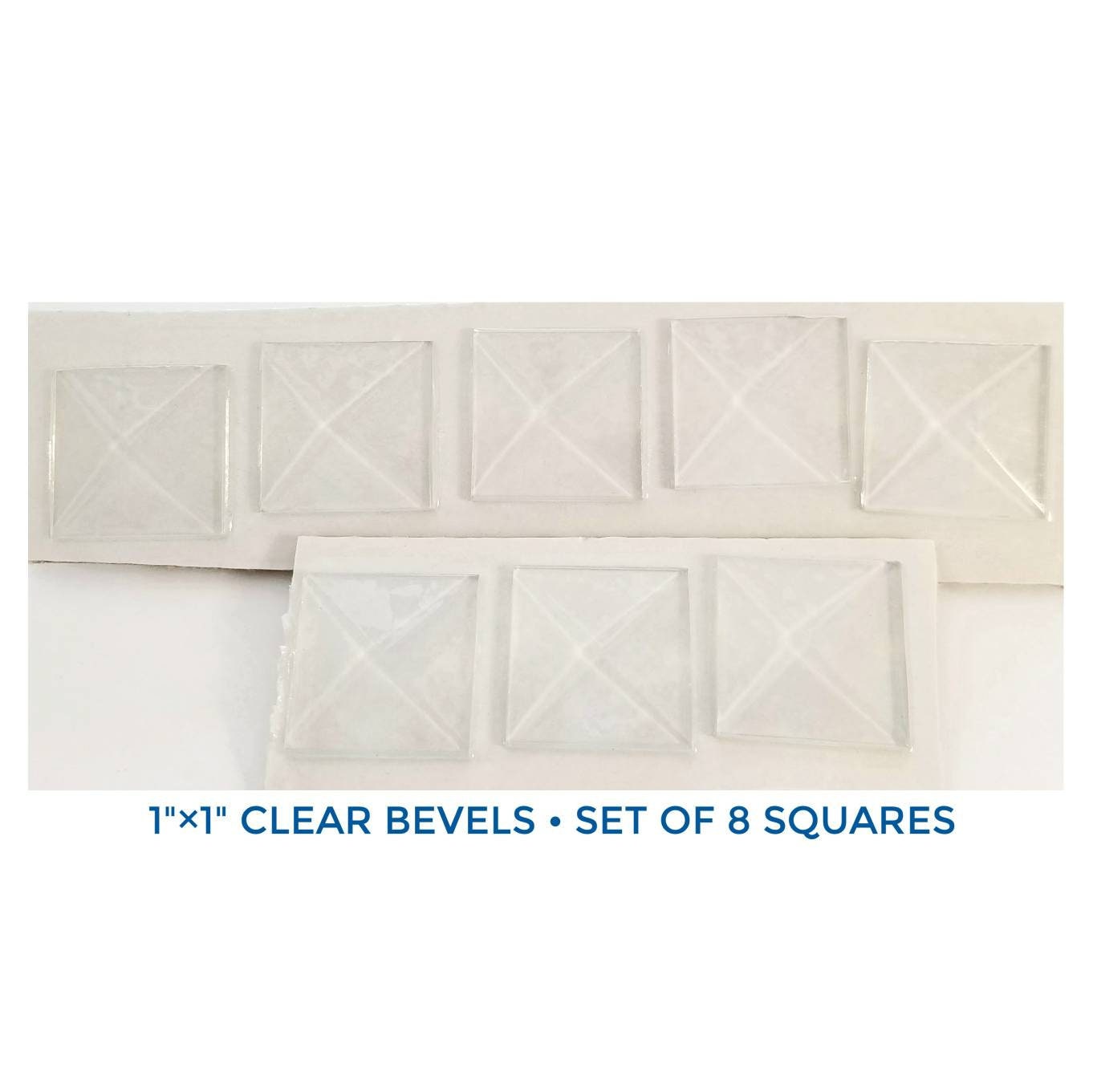 Glass Bevels, Square 1''x 1'' for Photo Charms. Memory Pendants. Craft Glass Squares. View in drop down menu, set of 8 or 16 pieces.