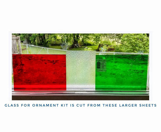 Stained Glass Sheets. Red, Green & Iridescent Clear. 4 pieces for holiday suncatchers. Diy, Artisian Glass Projects. Waterglass, Granite.