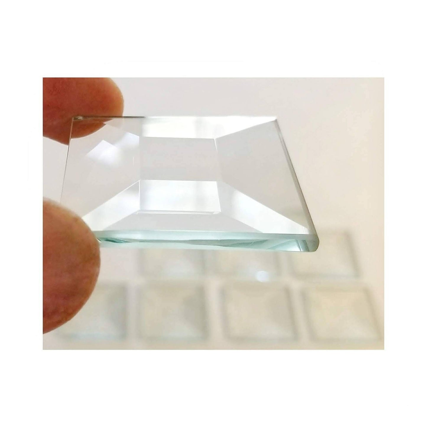 Beveled Clear Glass, 2" Squares. Create Photo Charms or Stained Glass Windows. Diy Candle Holders, Boxes & Christmas Ornaments. Set of 8