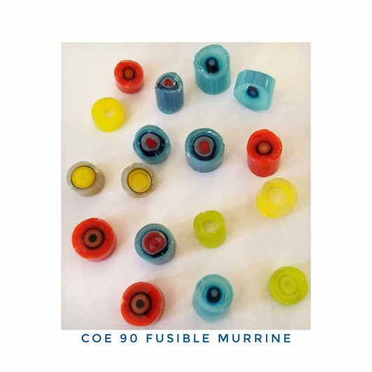 Murrine Glass. Gorgeous Blue, Yellow & Green, Orange. Diy kiln fused glass suncatchers, jewelry, pendant. Bullseye coe 90. Free shipping.