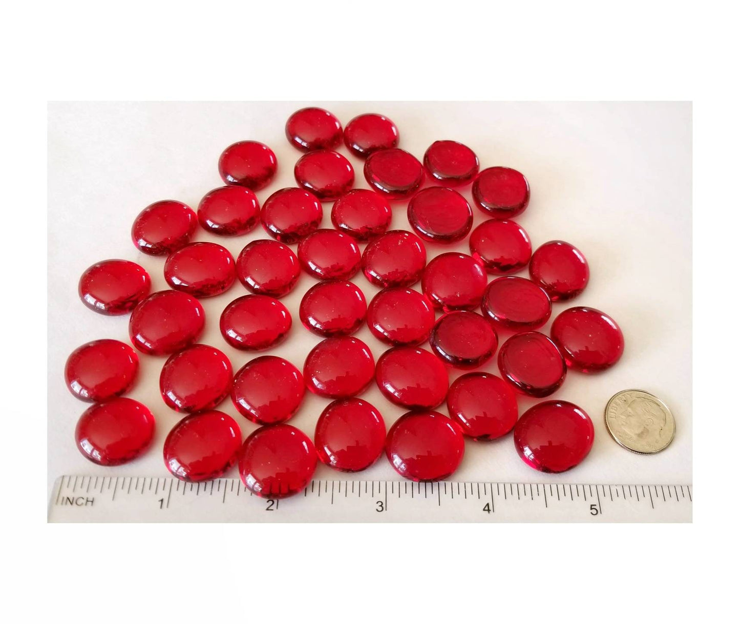 Lt. Red Glass Nuggets for Stained Glass. Stepping stones, mosaics, jewelry supply. Art & craft project. Medium Size. Holly Berry Vase Filler