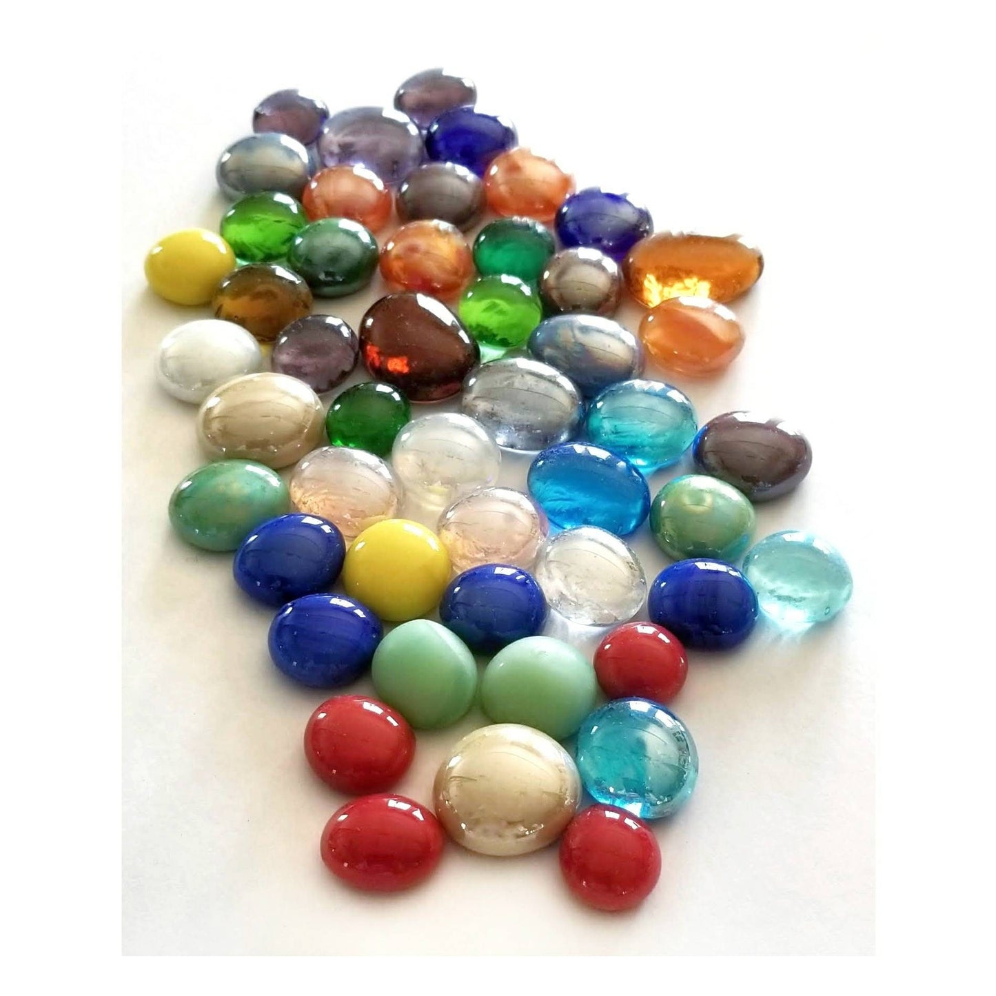 Glass Gems for Stained Glass/Jewelry Making Supply/Kids Teen Craft Projects. Assorted Colors, Iridescents. Average Size Medium