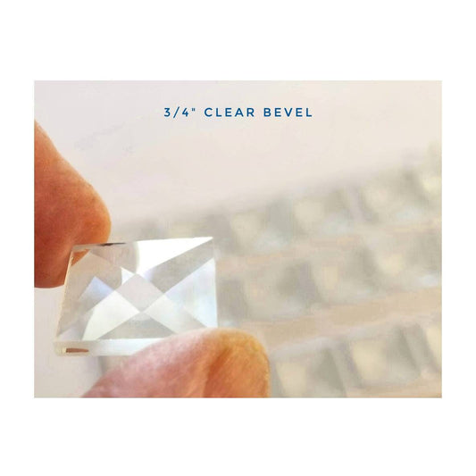 Bevels, 3/4''for Stained Glass. Photo Charms, Jewelry & Boxes. Craft Squares. SET of 8 prisms. Lengths, Assortment Pack in Variations.