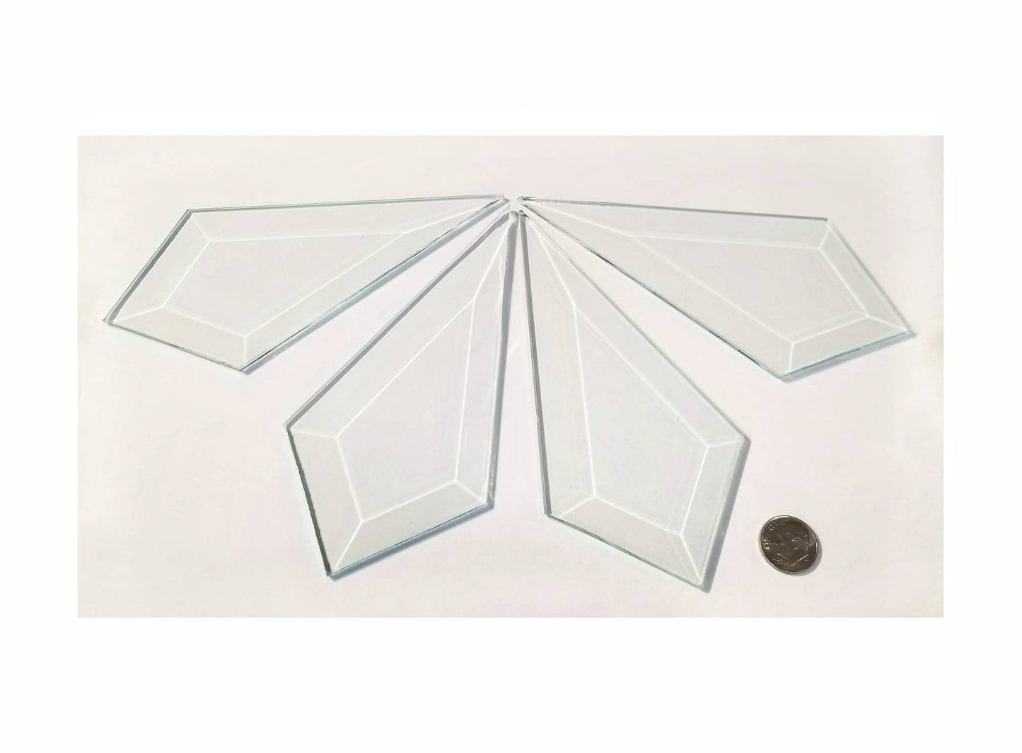 Stained Glass Bevels. Set of 4 Clear. Diy Artisian Craft Projects. Create pressed flowers or lace suncatchers. Kite shaped prisms.
