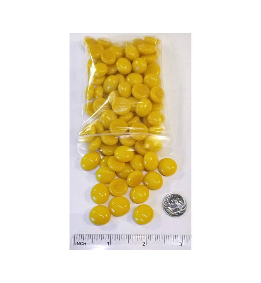 Mustard Yellow Glass Nuggets.  Stained Glass, Stepping Stones, Mosaics. Easy Craft Project. Medium size, Opaque. Vintage. Approx 11mm. 7/16"