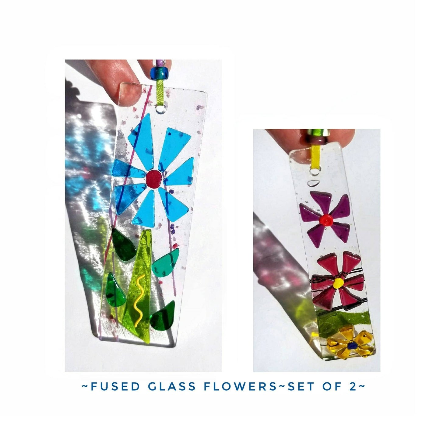 Cute Glass Ornaments, 2 Suncatchers. Use for Gift Basket Items & Bag Tags. A Shower Host Thank you in Cheery Colors. Includes 2 Gift Boxes.