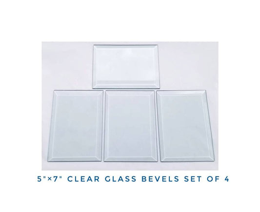 Clear Bevels for Stained Glass, Prism Polished Edge. Vintage. 4 Total pieces. 5"×7" Make Pressed Flowers, Photo Frames or Window Projects.