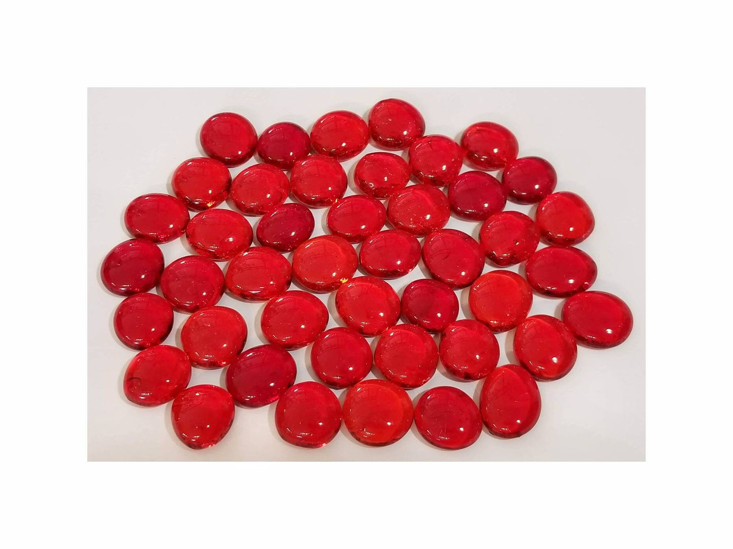 Lt. Red Glass Nuggets for Stained Glass. Stepping stones, mosaics, jewelry supply. Art & craft project. Medium Size. Holly Berry Vase Filler
