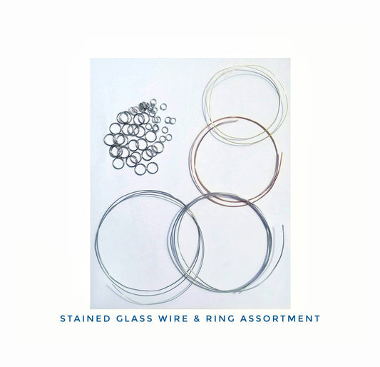 Stained Glass Wire Assortment with Rings for Suncatchers and Panels. Tinned 16g. & 20g. Copper 16g. Brass 20g. All will solder very well.
