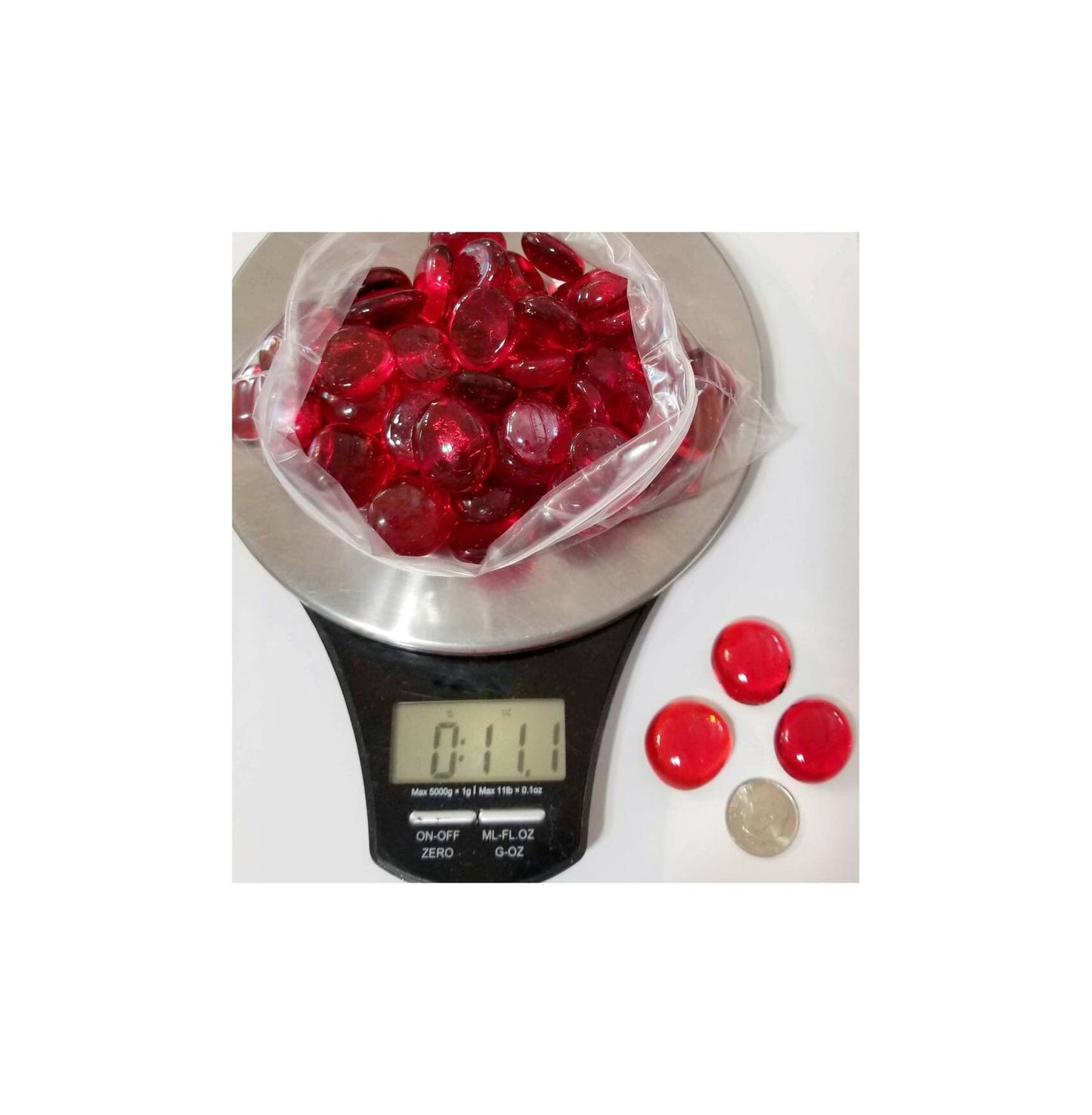 Lt. Red Glass Nuggets for Stained Glass. Stepping stones, mosaics, jewelry supply. Art & craft project. Medium Size. Holly Berry Vase Filler