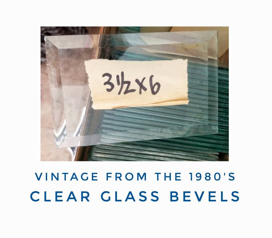 Clear Bevels for Stained Glass, Prism Polished Edge. Vintage. 4 Total pieces. 3.5"× 6" Make Pressed Flowers, Photo Frames or Window Projects