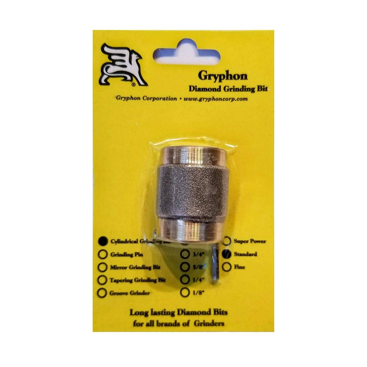 Gryphon grinding head replacement for Stained Glass Grinders, Fits larger models Inland, Glastar & Gryphon, 1" Standard grit 100/120.