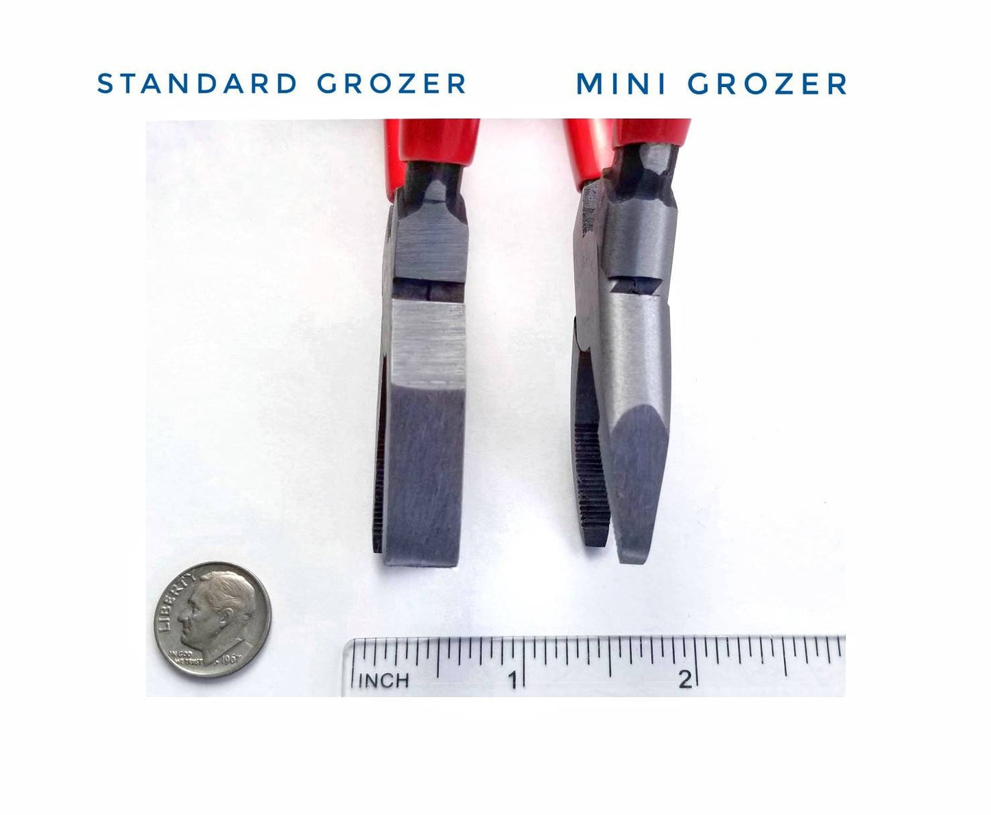 Pliers, Mini Grozziers for Stained Glass. Nip sheet glass or tile into shape. Fits in hand comfortably. All purpose plier, serrated jaw.