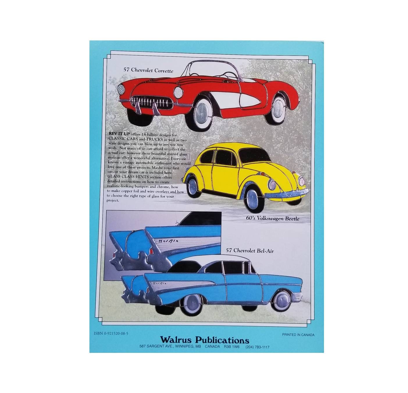 Classic Car & Truck Patterns, Rev-It-Up. Stained Glass, How To, Design Book. Re-Create your favorite Old Car in pretty colorful glass art.