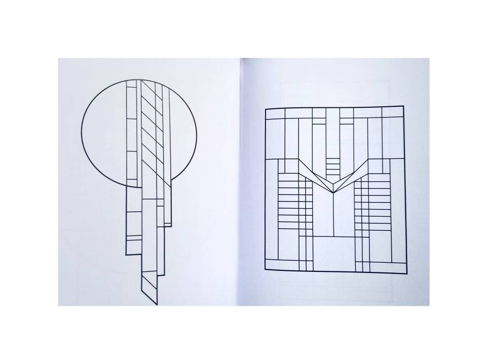 Stained Glass Design Book. Prairie Style Patterns. Nice variety of geometric line drawings for Lamp Shades. Author, Alex Spatz. New
