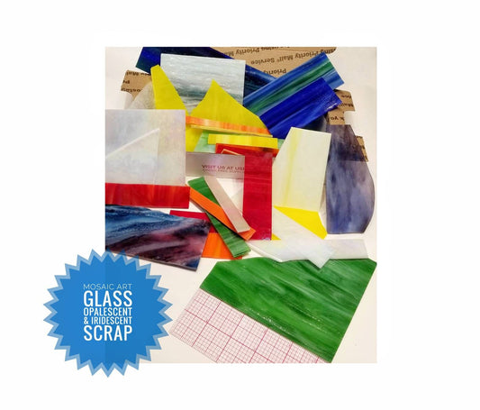 Stained Glass Pieces, Mosaic Art. Scrap Mixed Color Pack for Nature, Landscape, Flower Themed. Wispy Streaky. Pretty for Glass on Glass too.