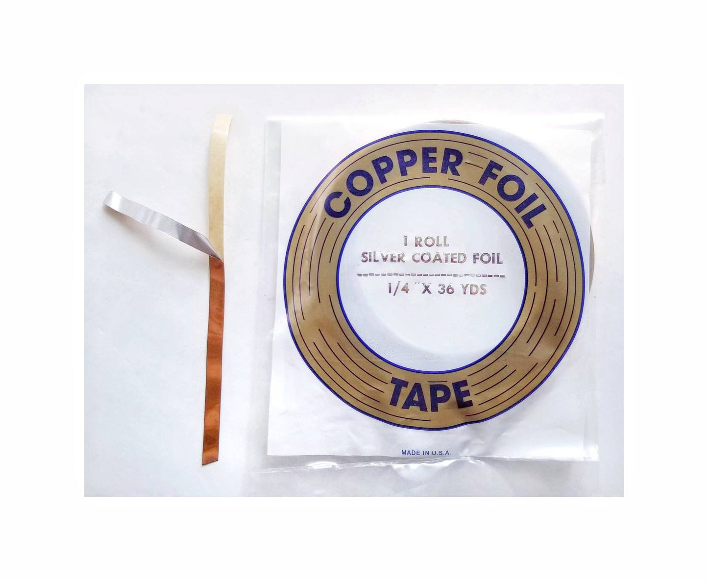 Copper Foil Tape, Silver Backed. 1/4" wide. Stained Glass, Jewelry & Memory photo lockets Wire Art, Metal Soldering. Trial size or Roll.
