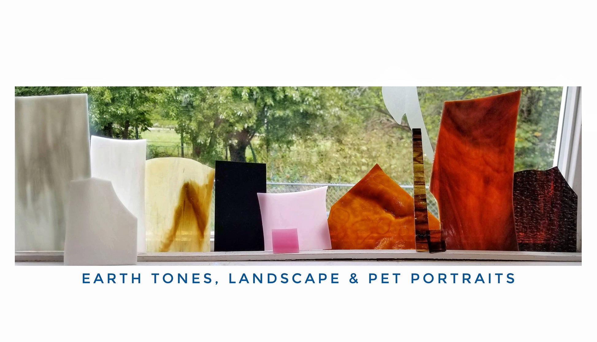 Stained Glass Pieces, Mosaic Art. Color Pack for Earth Tone Themes & Pet Portraiture. Wispy, Streaky. Pretty for Glass on Glass.