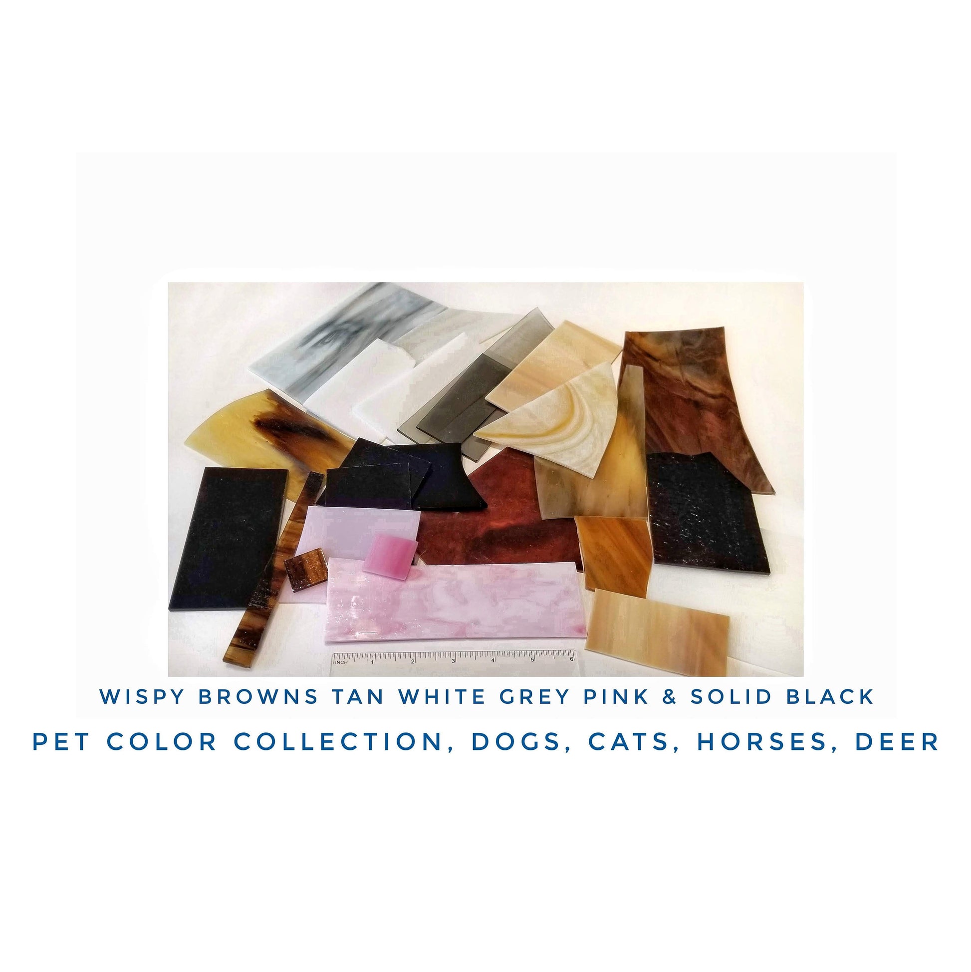 Stained Glass Pieces, Mosaic Art. Color Pack for Earth Tone Themes & Pet Portraiture. Wispy, Streaky. Pretty for Glass on Glass.